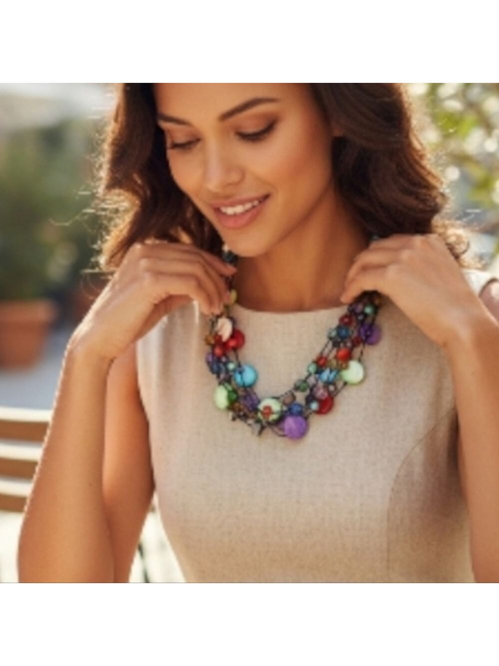 Premier Designs Spectrum Multicolor Shell Stone Necklace